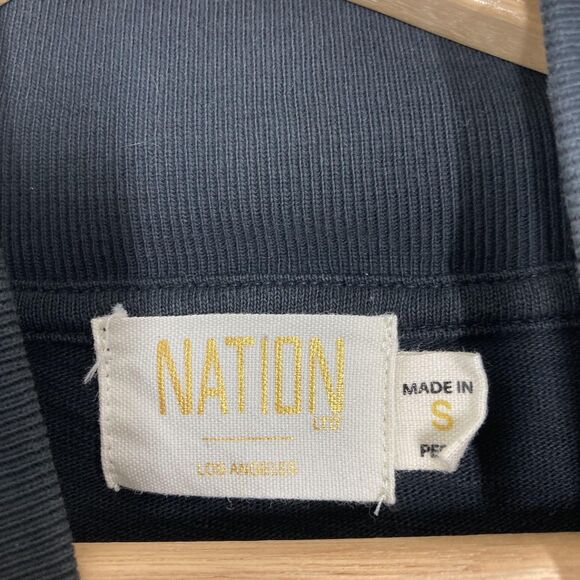 Nation LTD Lisa Dress Small Jet Black Mock Neck Long Sleeve Cotton Button Hem - Picture 13 of 16